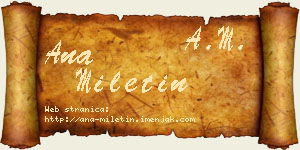 Ana Miletin vizit kartica